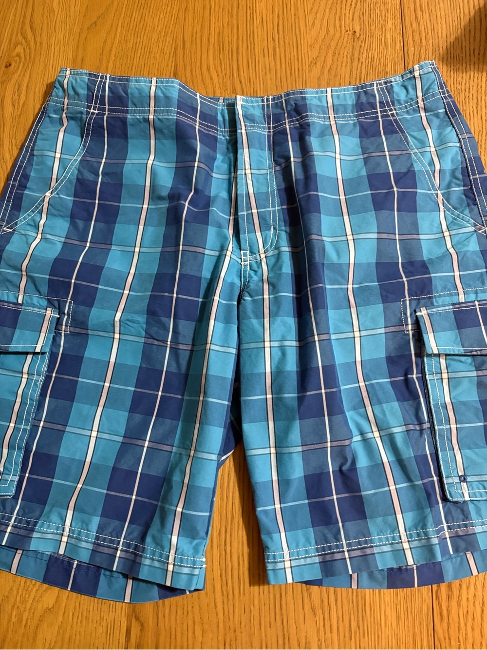 L.L. Bean Blue Plaid Cargo Shorts